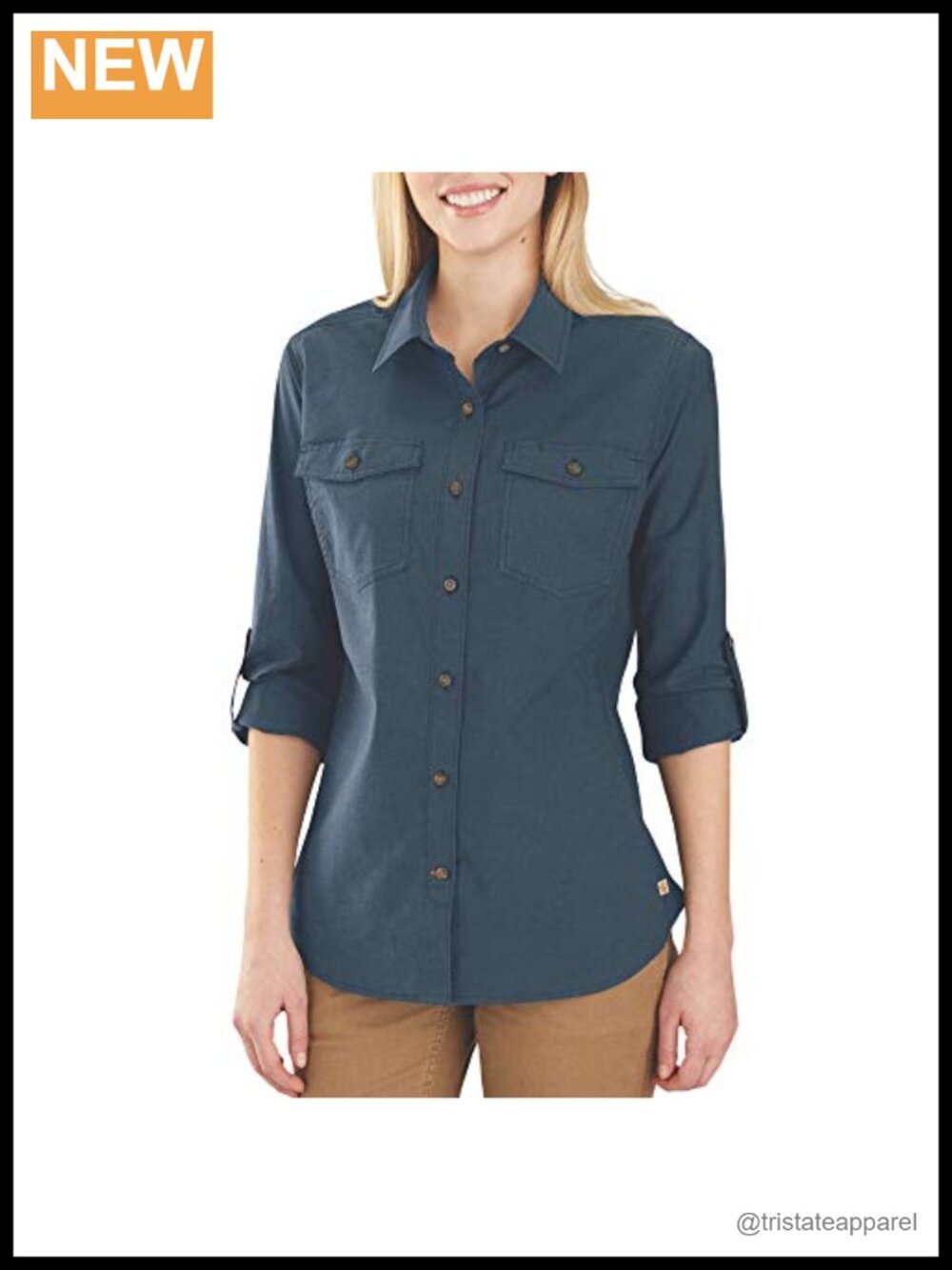 Rugged Flex Bozeman Button Front Work Shirt Long Sleeve Cotton Spandex